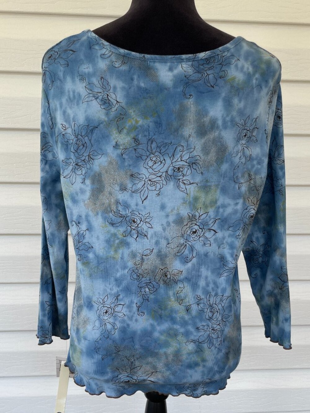 NWT ONE WORLD Blue/Brown Tee XL - Picture 5 of 6